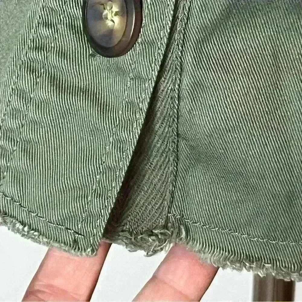 Kensie Button Jacket Raw Hem‎ Women Medium Green Casual Cropped Lightweight - Picture 3 of 8